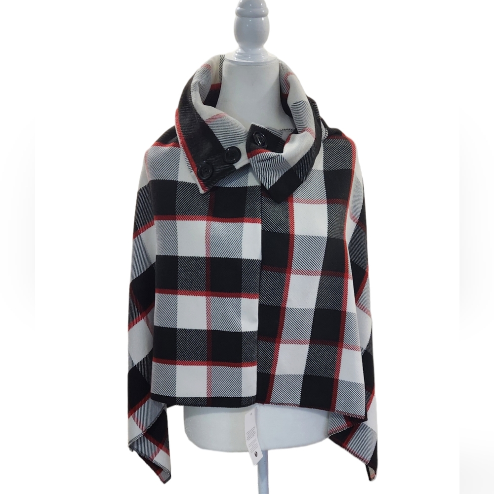 Pronto Moda Plaid Poncho. Size S/M